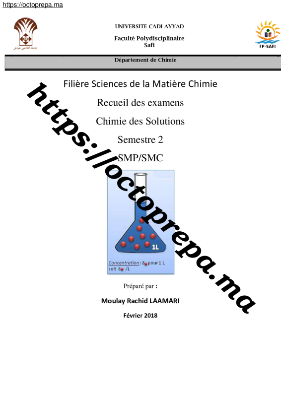 8 Examens Chimie Des Solutions Corrigés S2 SMP | SMC - OctoPrepa (1)
