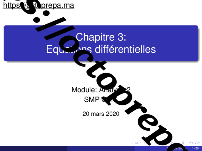 Analyse 2 : Chapitre 3 | Equations différentielles SMP / SMC S2 - OctoPrepa (1)